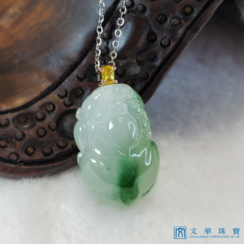 冰玻飄綠黃鑽貔貅玉墜(已售出)