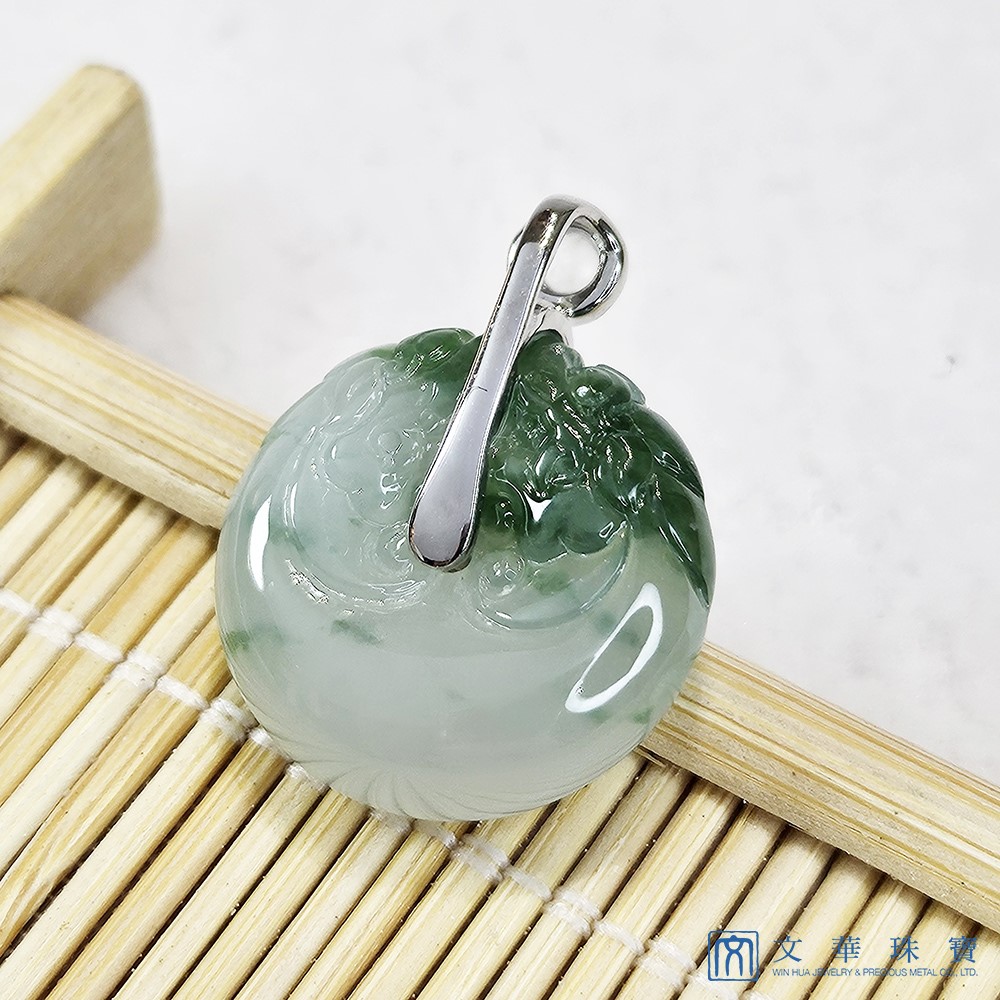 翡翠 冰種飄蘭花雙龍玉扣