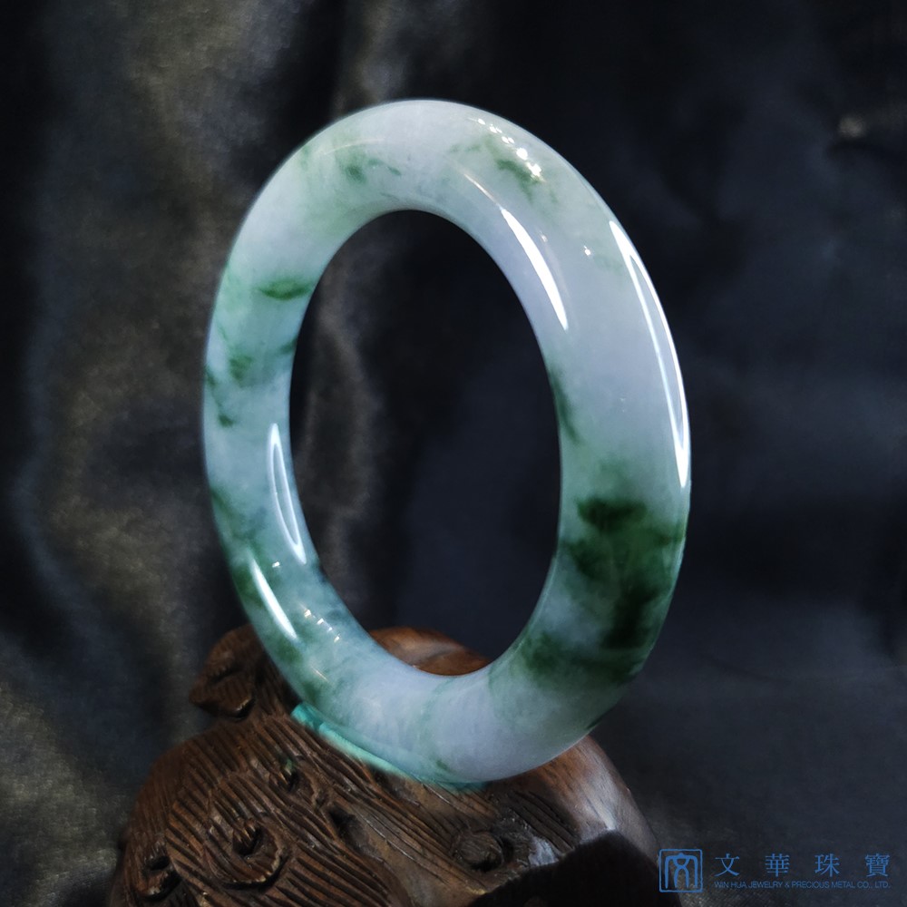 圓條飄花帶紫翡翠玉鐲 17.5圍 附中國寶石證書(已售出)
