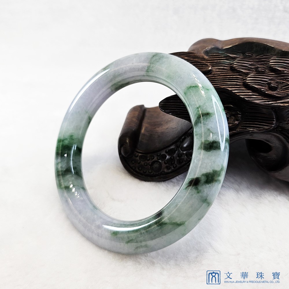 圓條飄花帶紫翡翠玉鐲 17.5圍 附中國寶石證書(已售出)