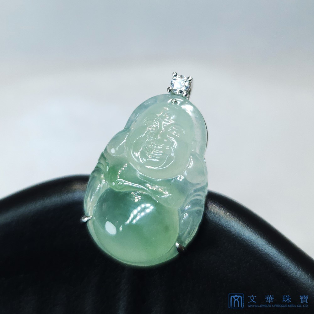 高冰種飄綠彌勒佛玉墜