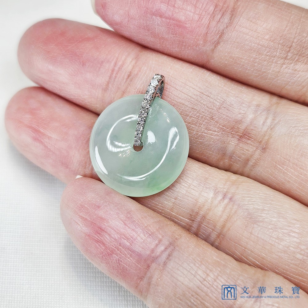 冰芙蓉綠平安扣鑽墜