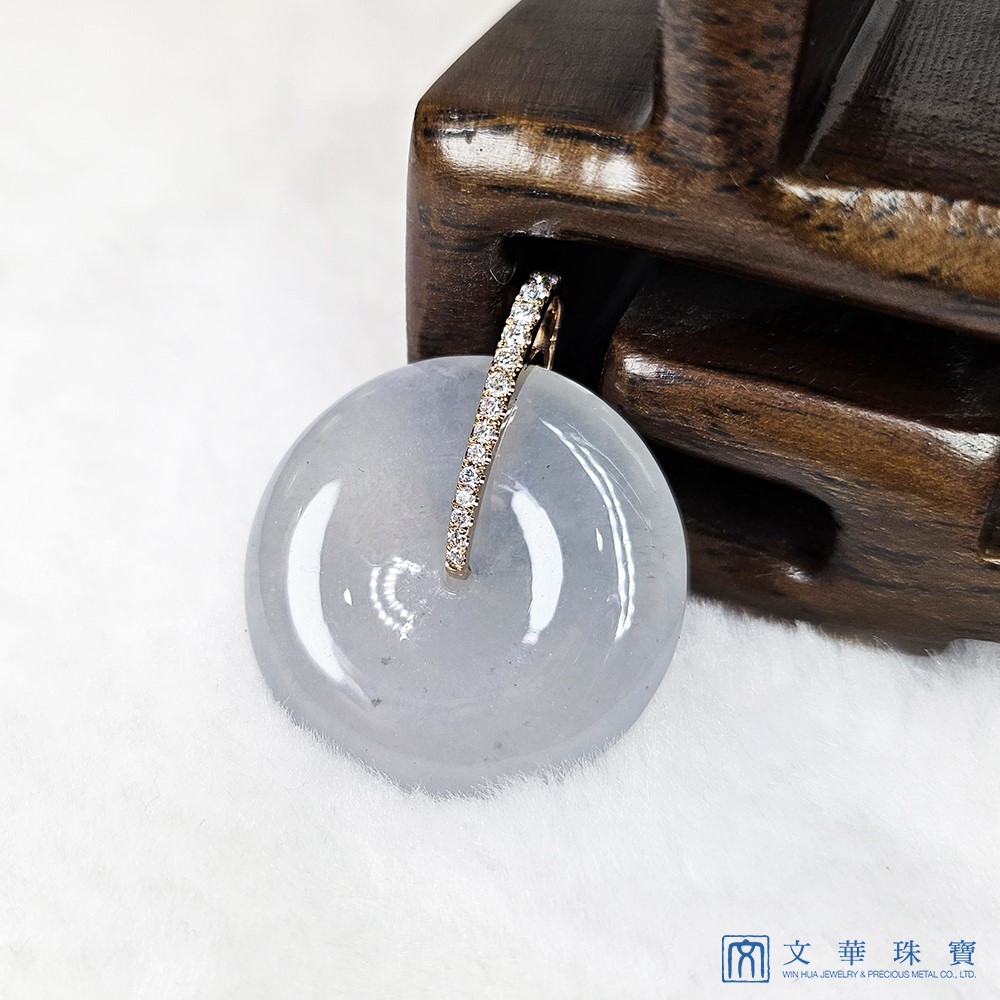 高冰起光玫瑰金平安扣鑽墜