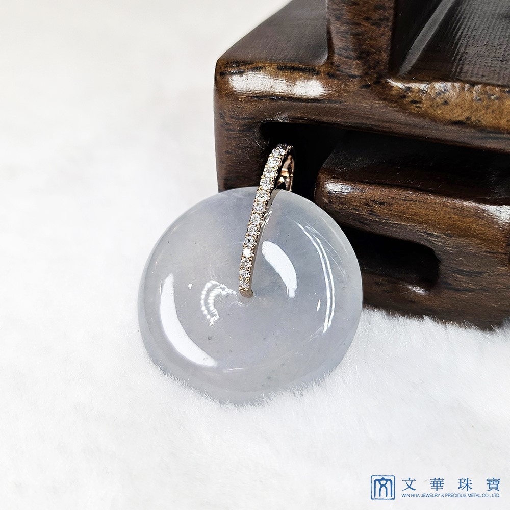 高冰起光玫瑰金平安扣鑽墜