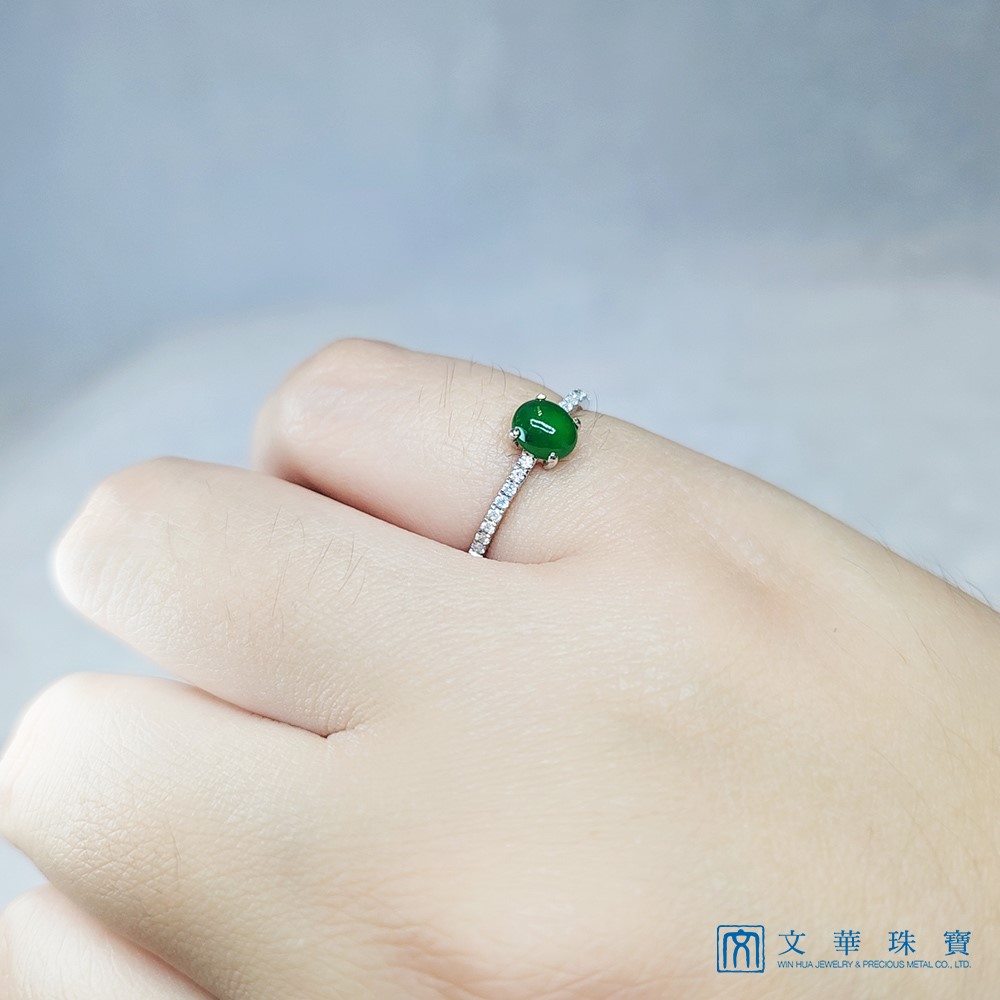 翡翠蛋面經典線戒 國際圍10圍