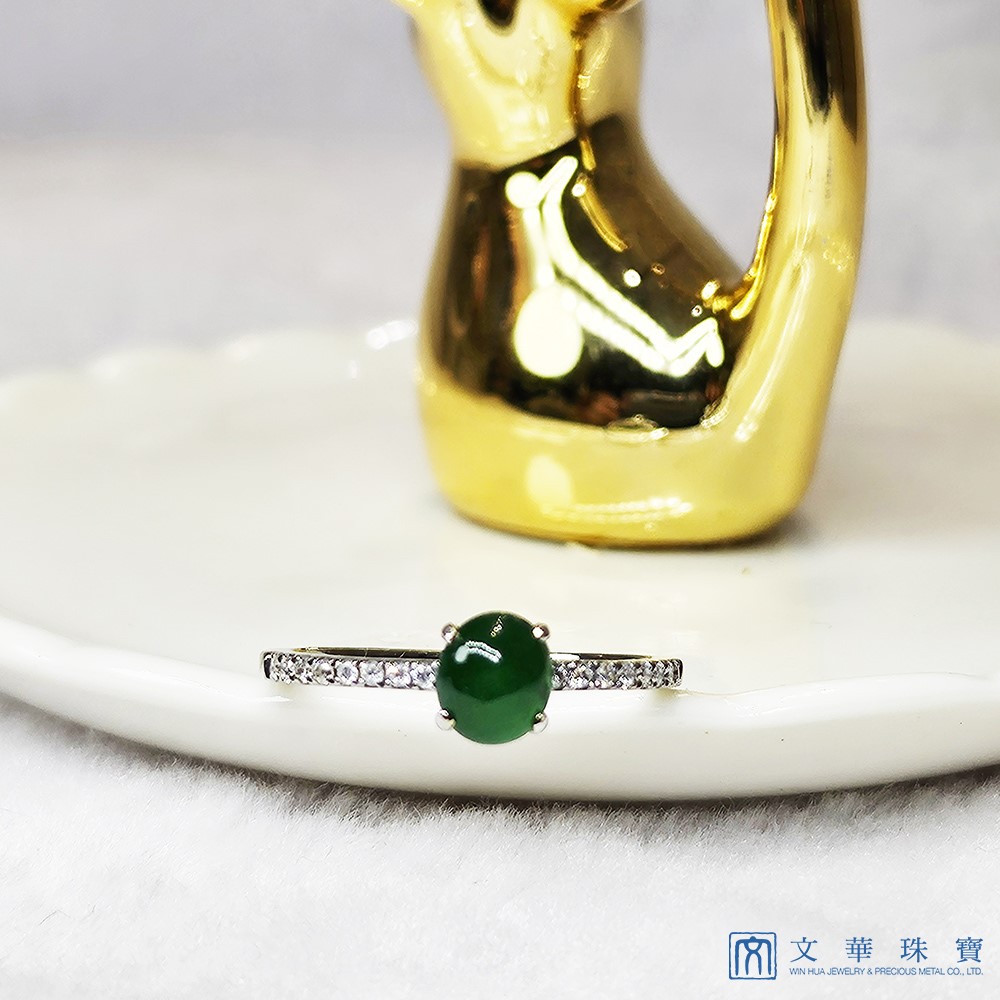 翡翠蛋面經典線戒 國際圍10圍
