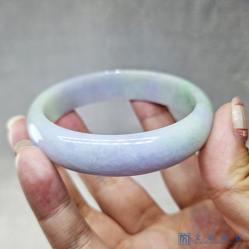  翡翠芙蓉種春彩玉鐲 18.5圍