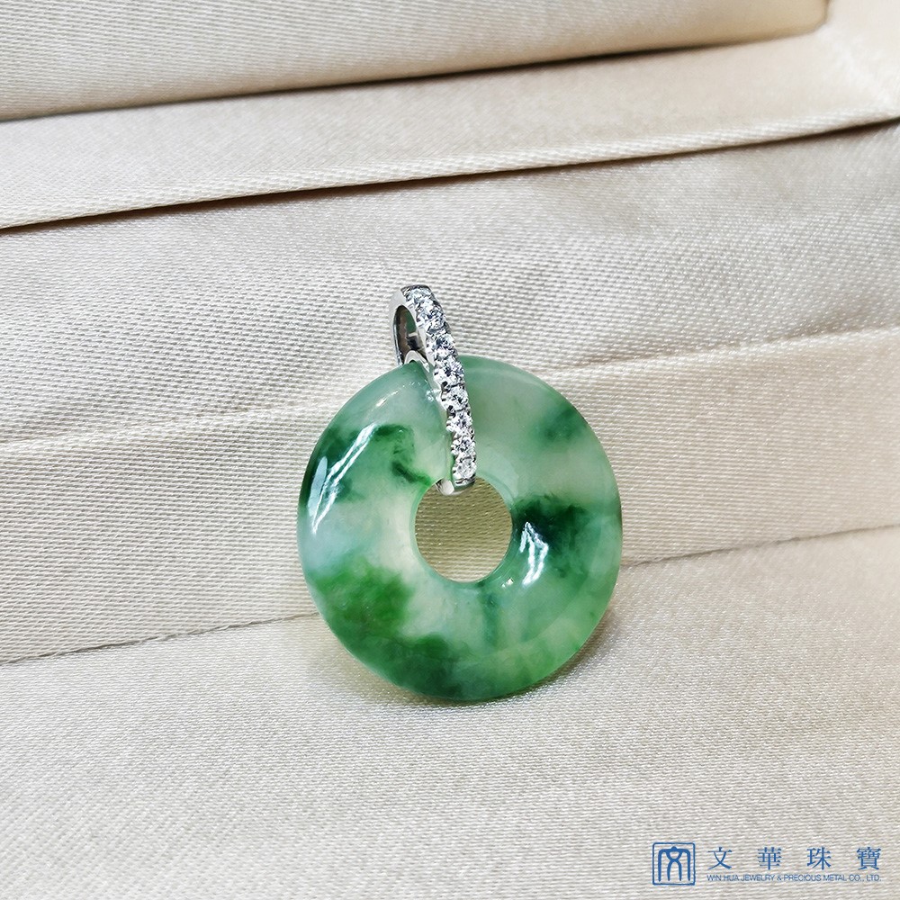 玻璃種飄綠花平安扣玉墜(已售出)