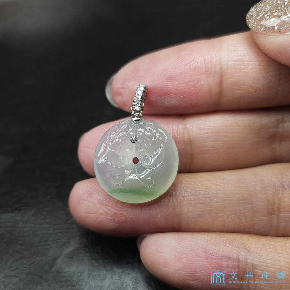 冰玻綠絲平安龍扣玉墜