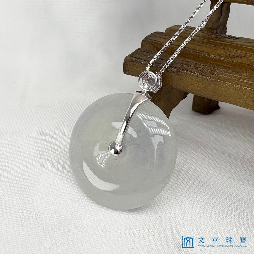 翡翠玻璃種平安扣鑽墜