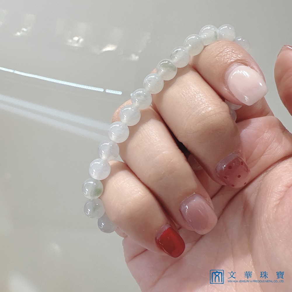 翡翠冰種芙蓉玉珠手鍊 約7mm