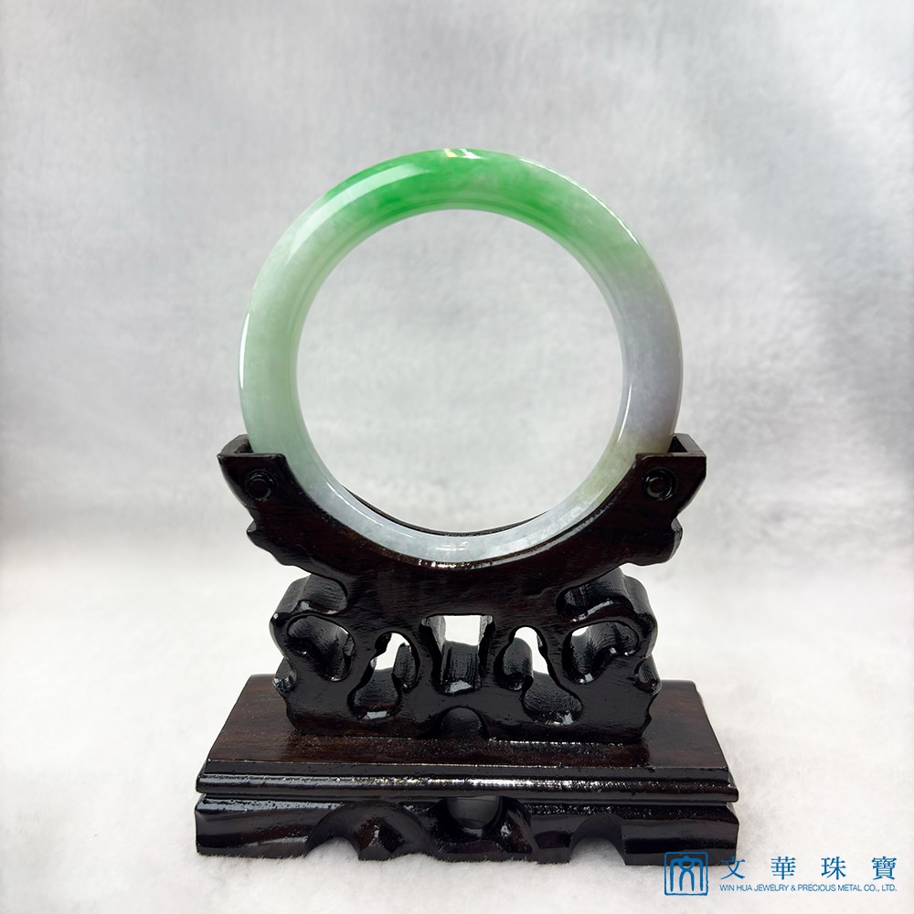 翡翠福祿壽三彩正圓圓條玉鐲 約18.3圍
