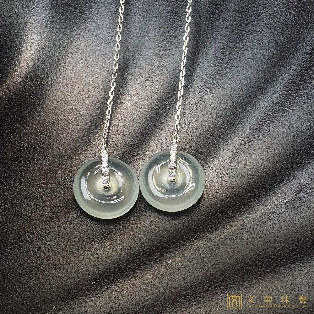 玻璃種平安扣耳環