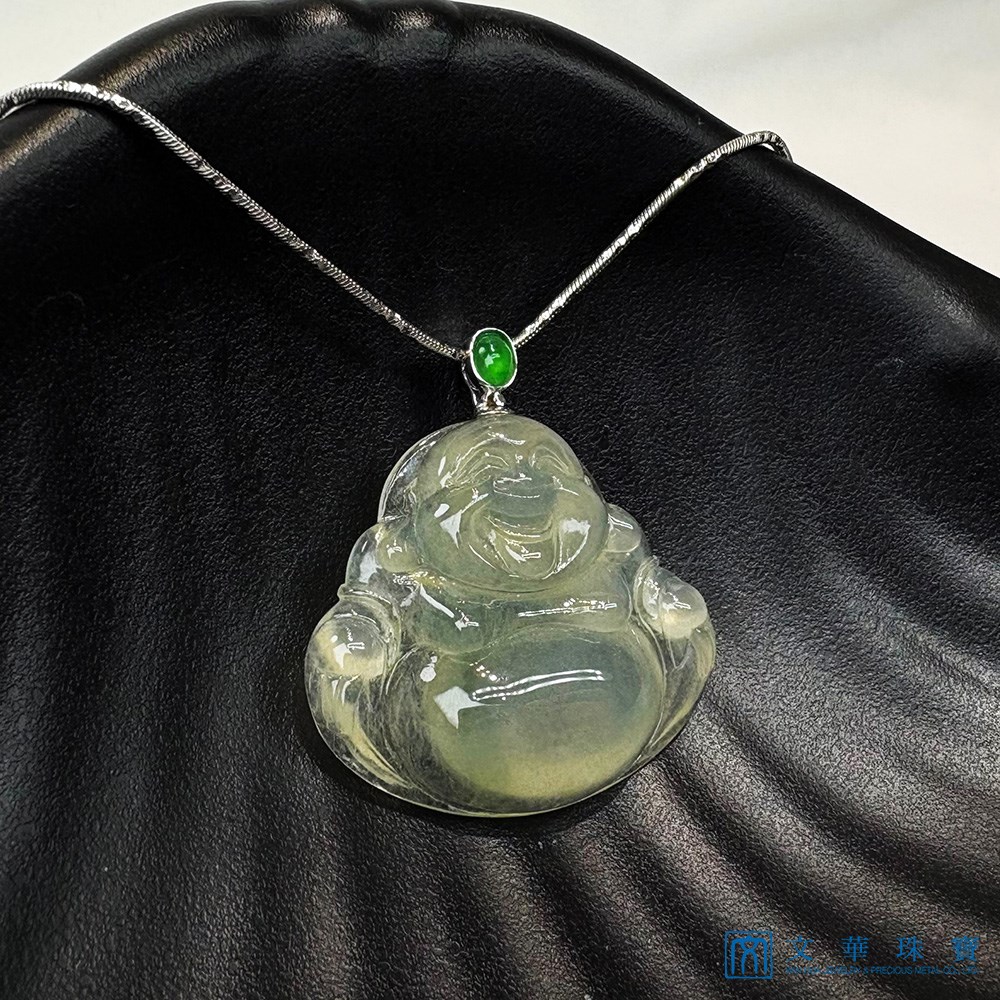 高冰淡茶金彌勒佛玉墜 