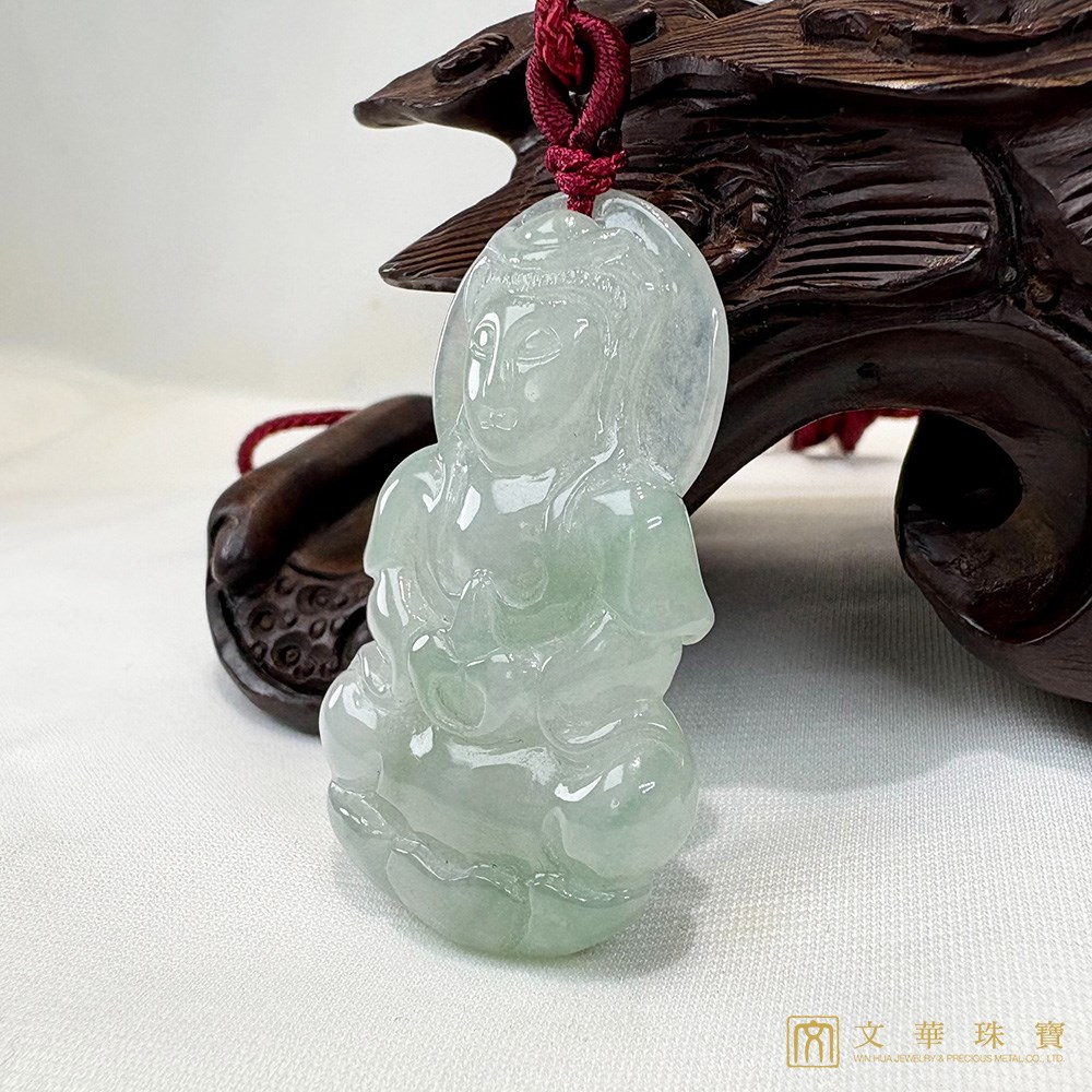 冰糯芙蓉綠寶瓶觀音 贈精美中國繩乙入