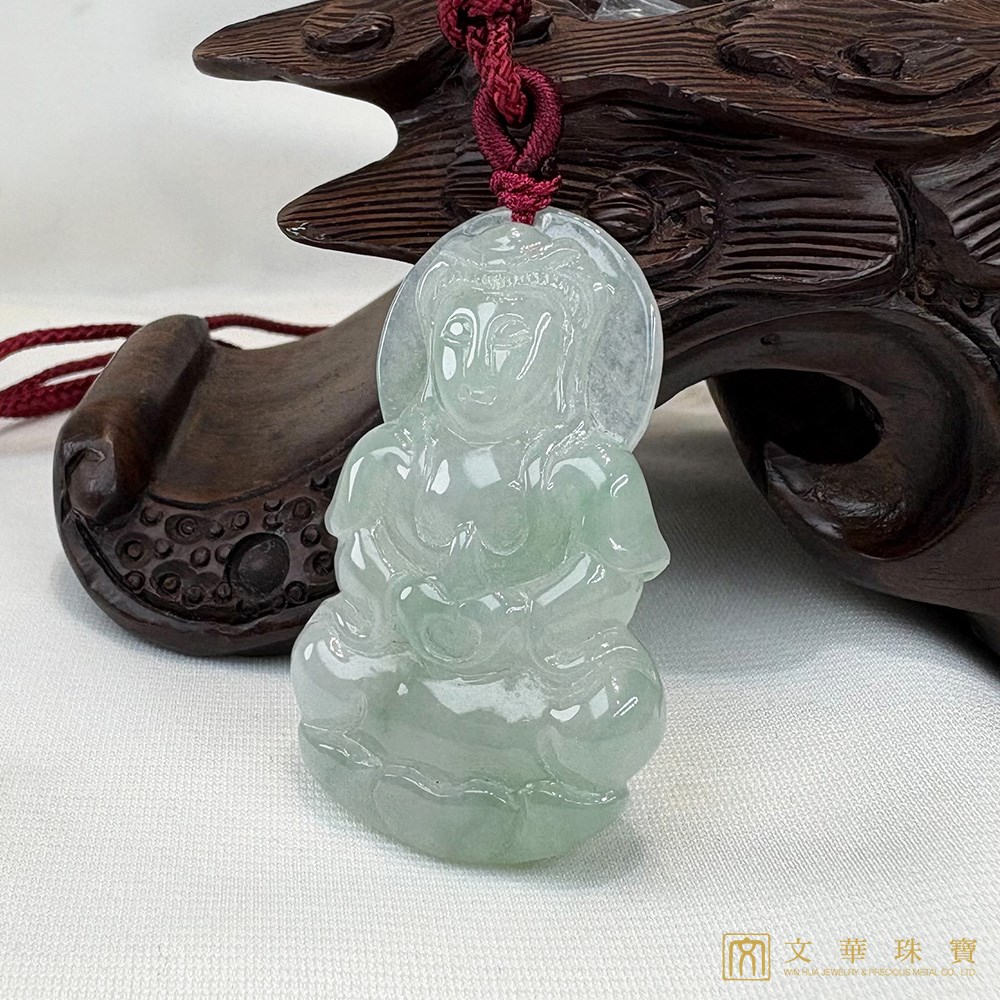 冰糯芙蓉綠寶瓶觀音 贈精美中國繩乙入