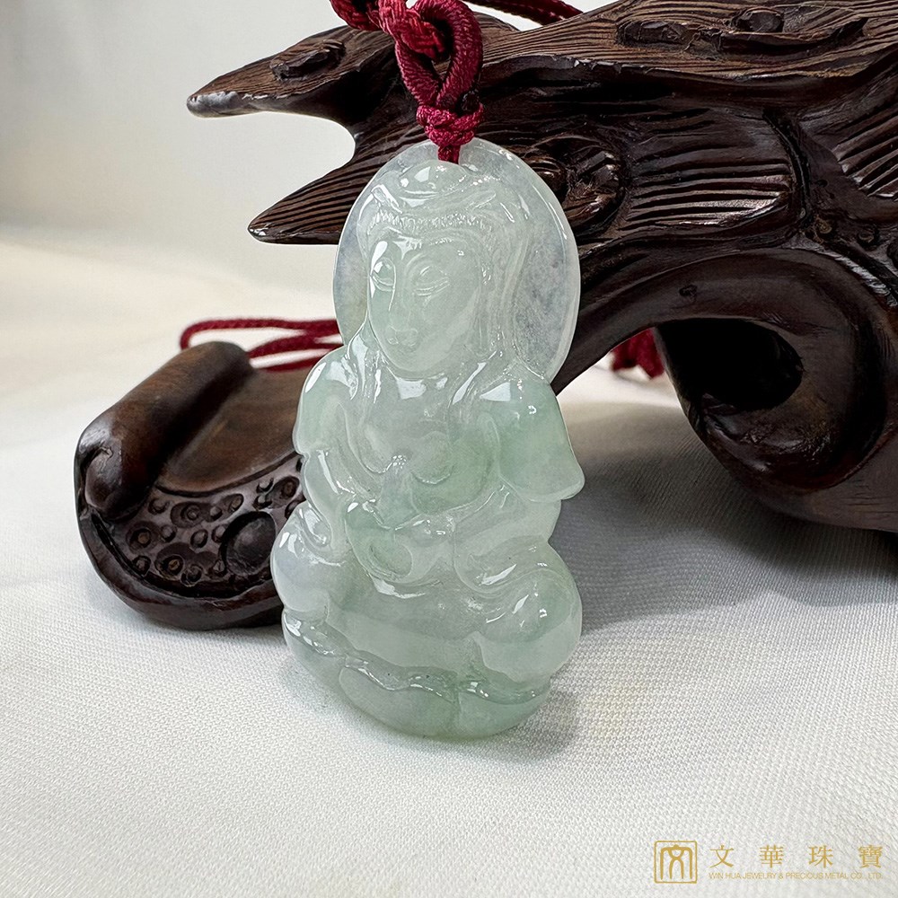 冰糯芙蓉綠寶瓶觀音 贈精美中國繩乙入
