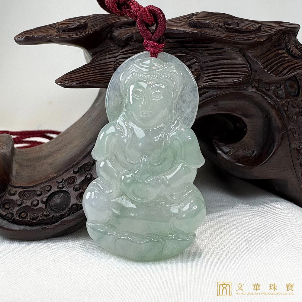 冰糯芙蓉綠寶瓶觀音 贈精美中國繩乙入