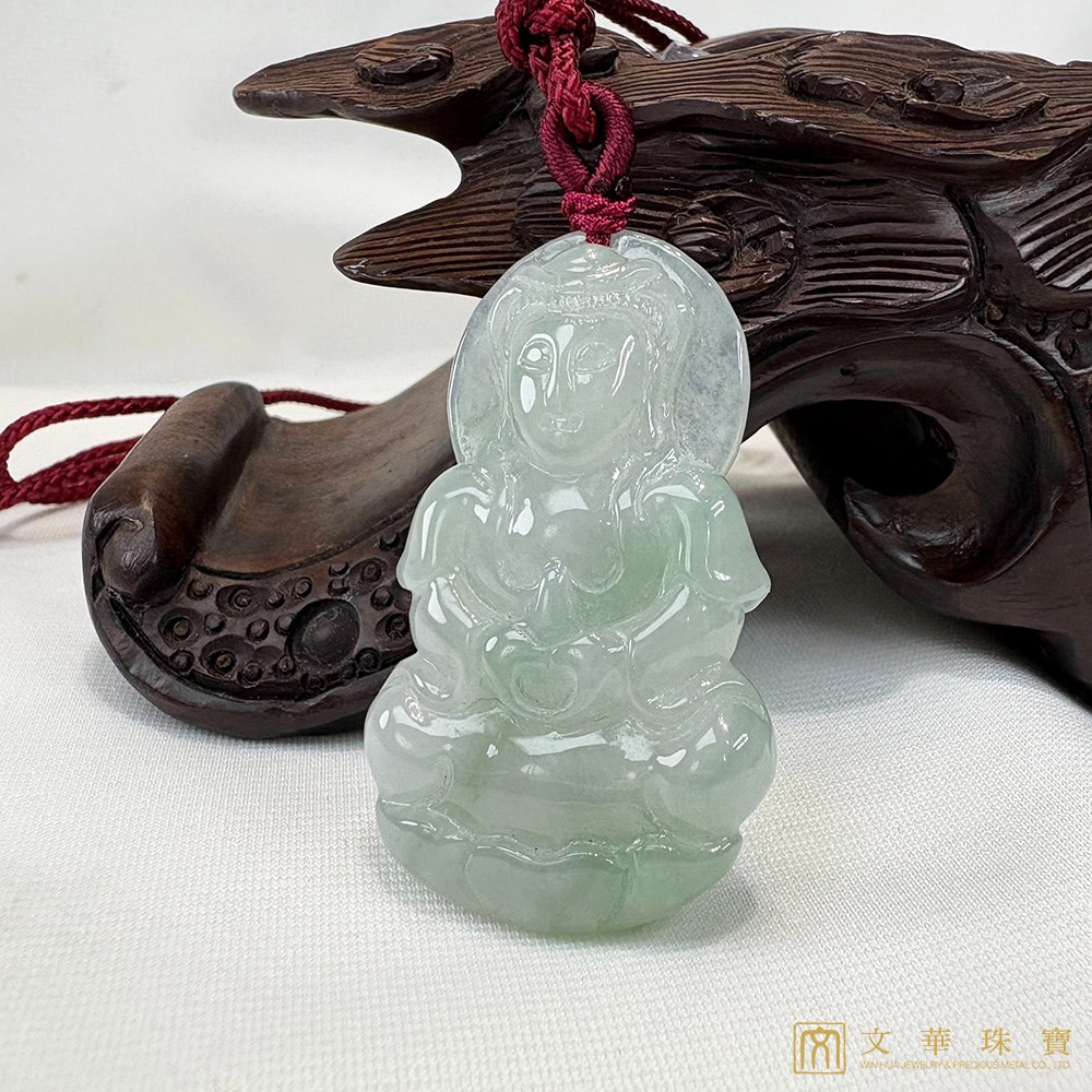 冰糯芙蓉綠寶瓶觀音 贈精美中國繩乙入
