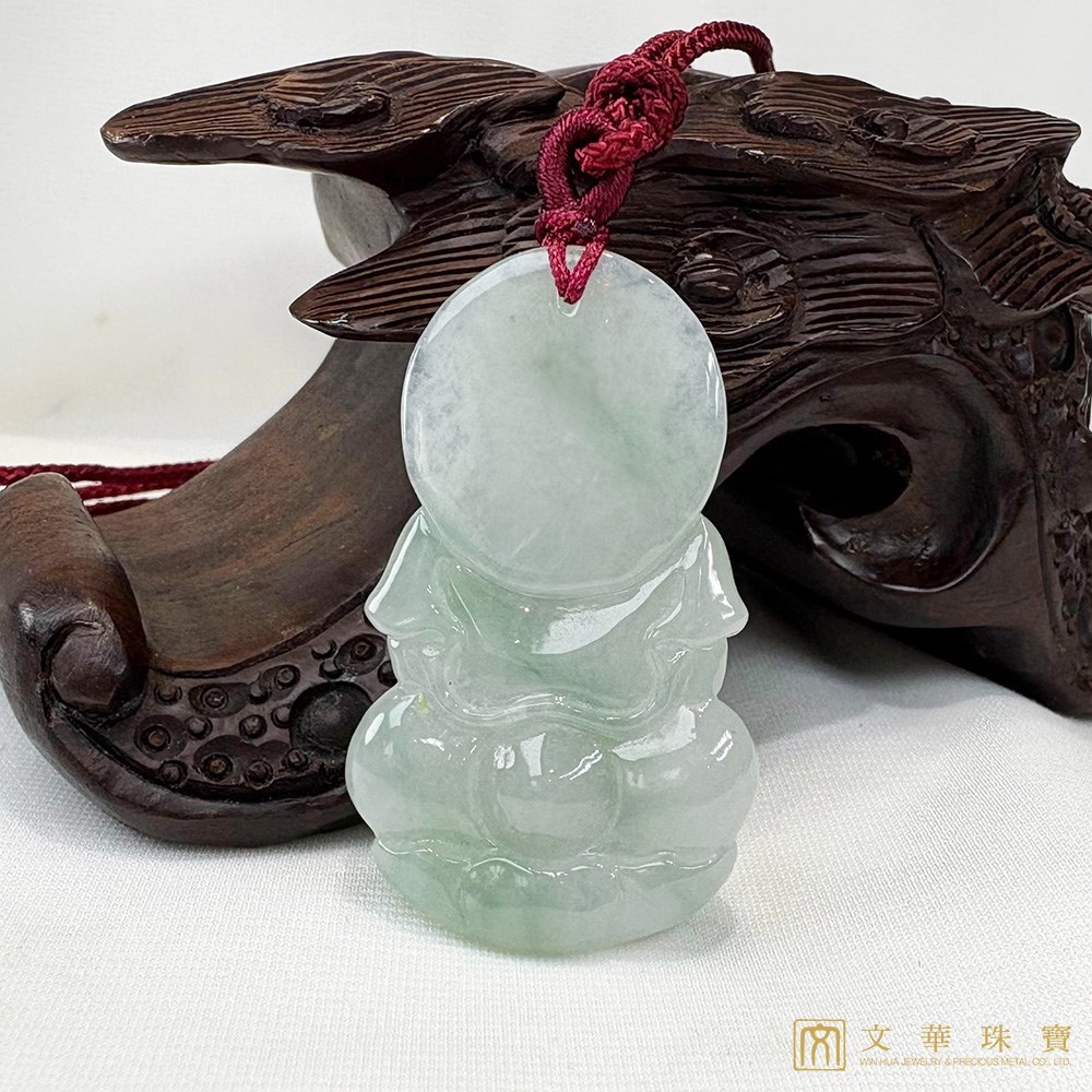 冰糯芙蓉綠寶瓶觀音 贈精美中國繩乙入