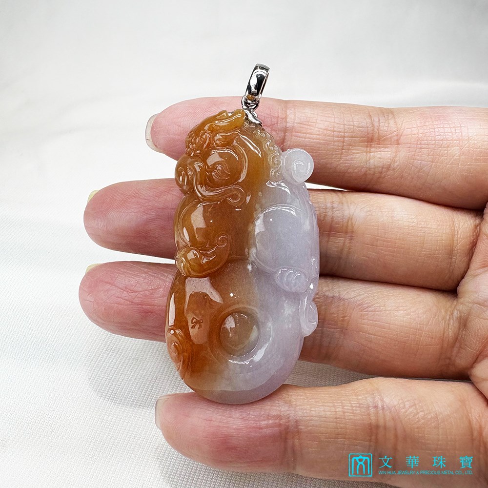 麒麟才子雙彩翡翠玉墜(已售出)