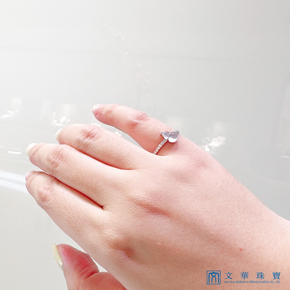 翡翠玻璃種葫蘆鑽戒 國際圍10號