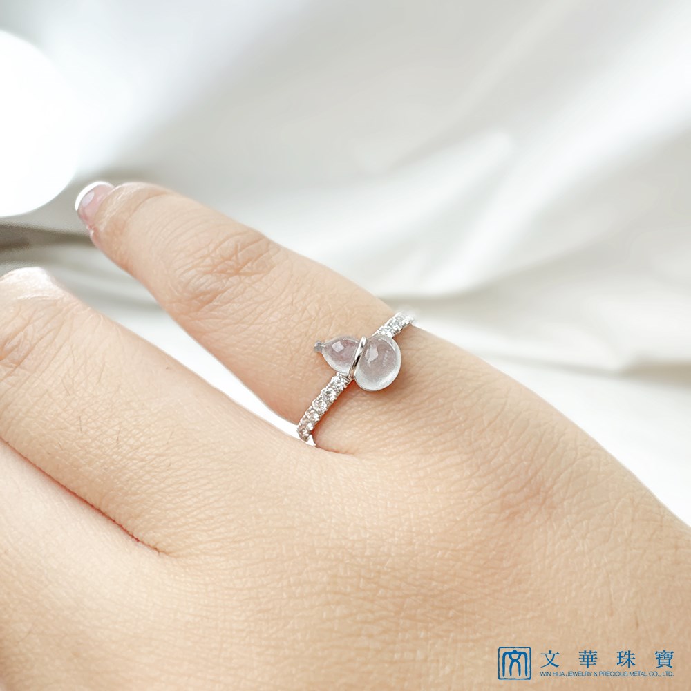 翡翠玻璃種葫蘆鑽戒 國際圍10號