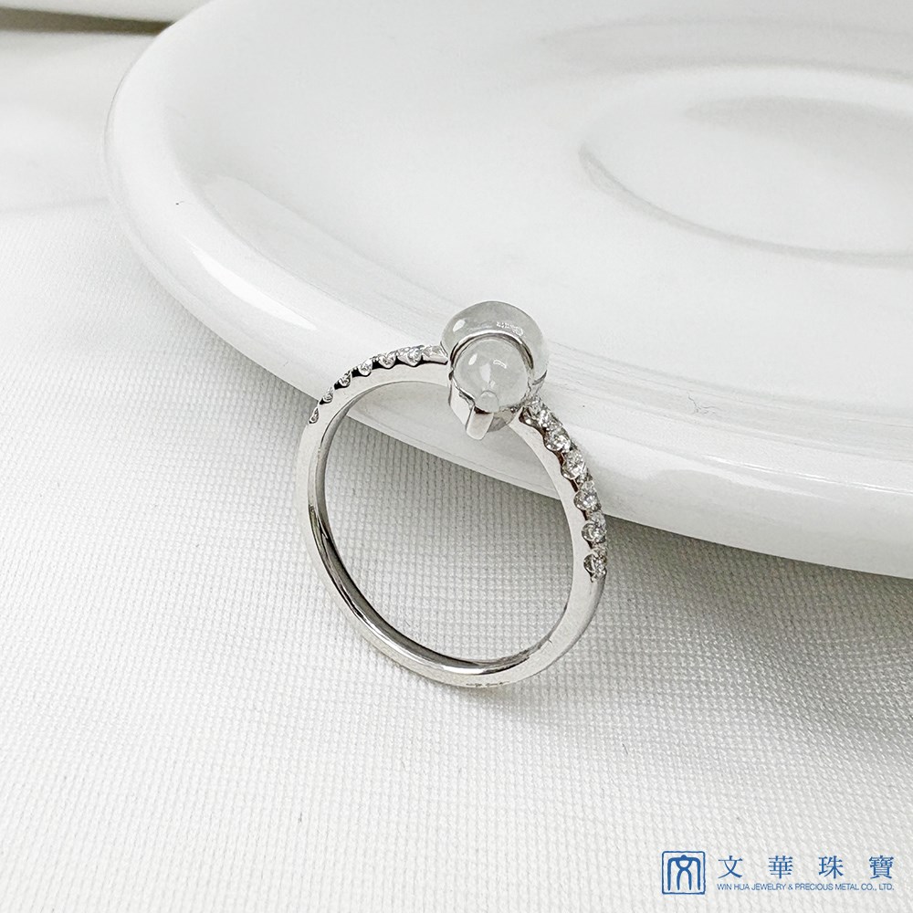 翡翠玻璃種葫蘆鑽戒 國際圍10號