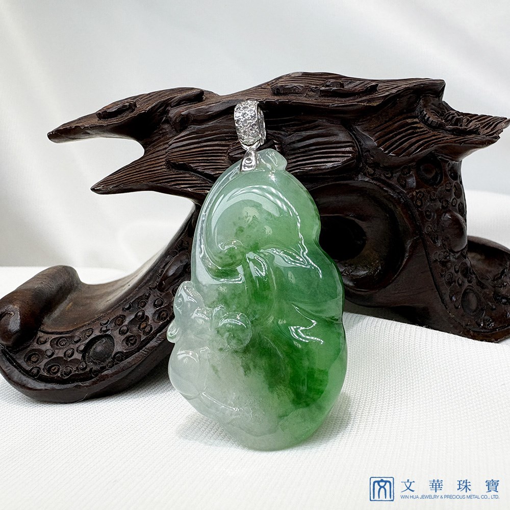 冰種靈鼠如意翡翠玉墜