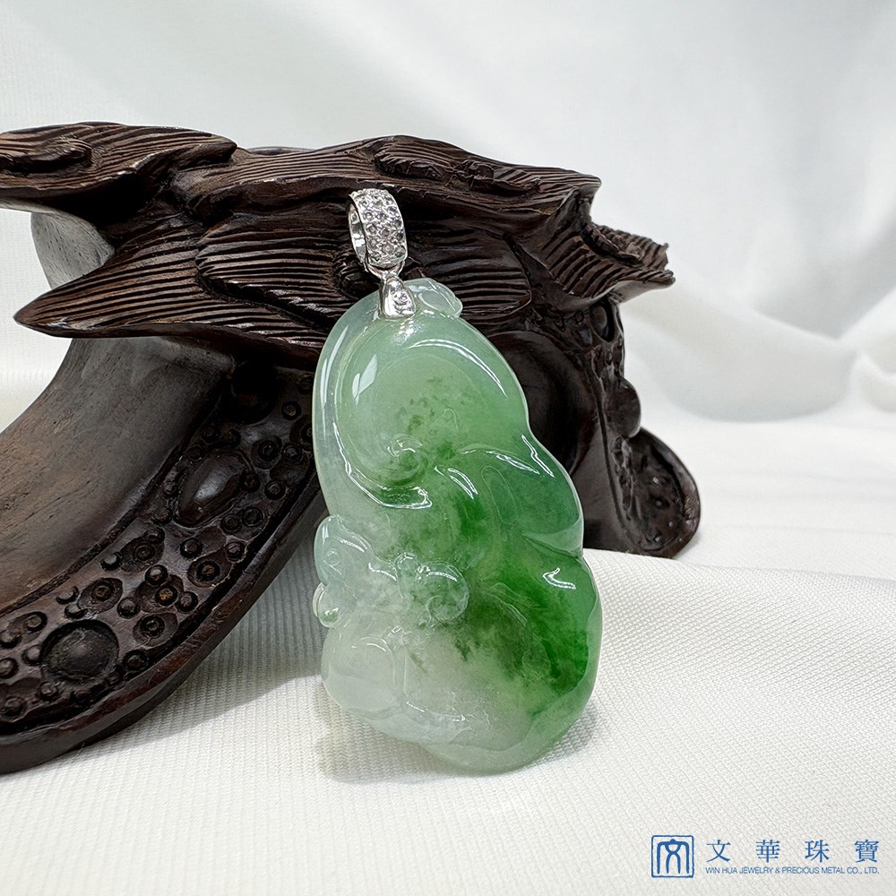冰種靈鼠如意翡翠玉墜