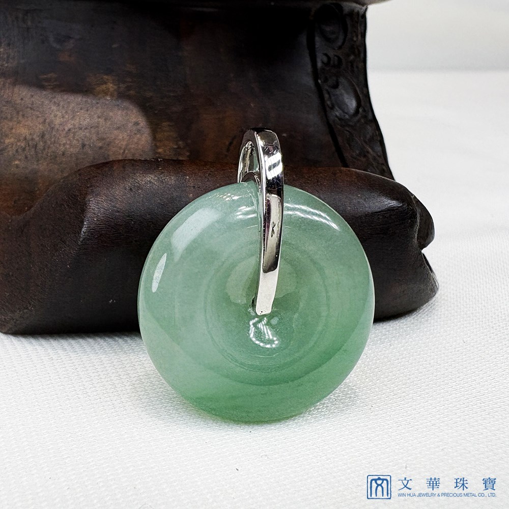 漸層翠綠平安扣翡翠鑽墜 