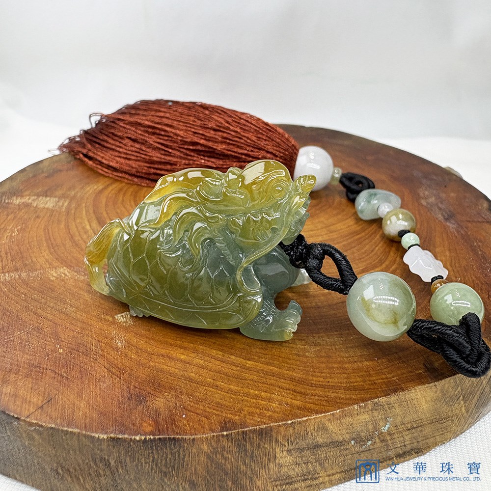 翡翠福壽雙全黃綠龍龜(已售出)