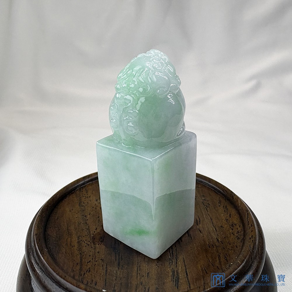 翡翠雪靈玉獅方印
