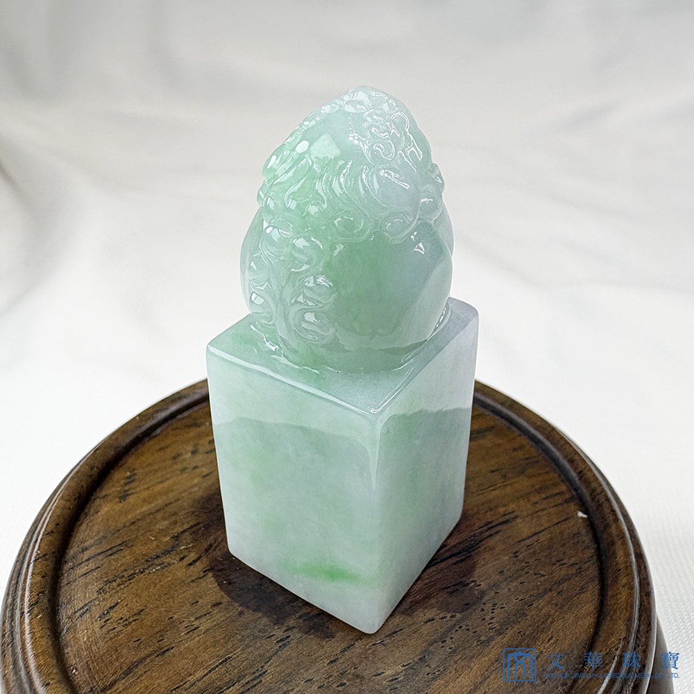 翡翠雪靈玉獅方印