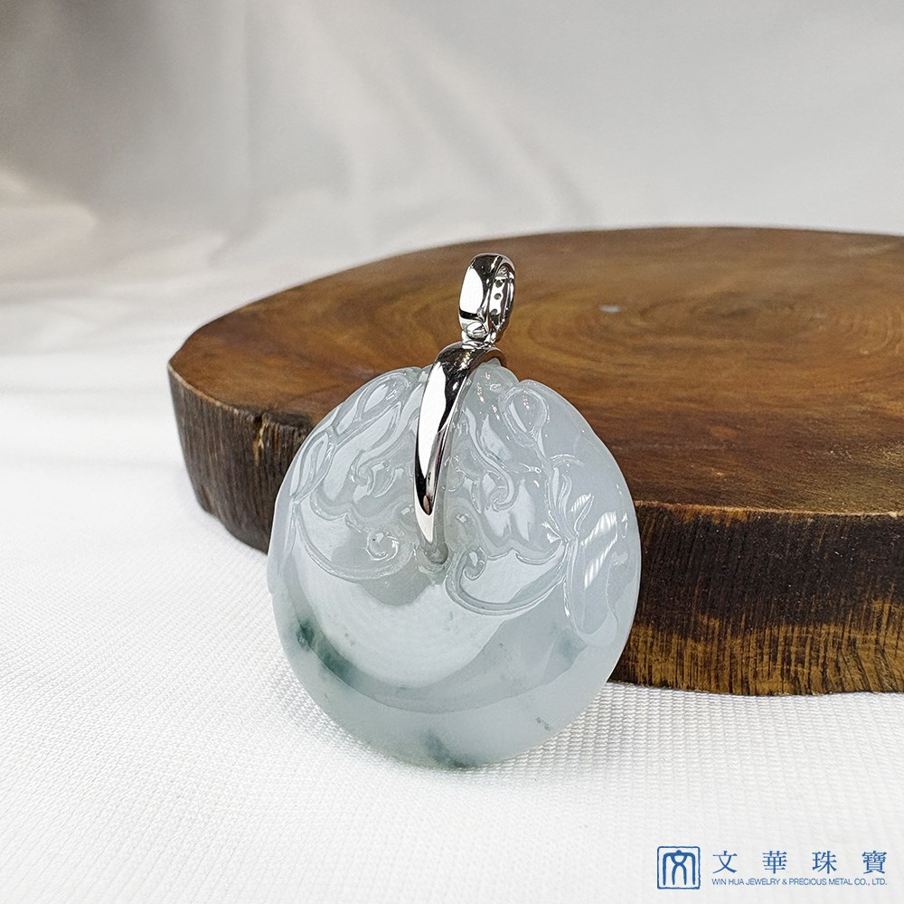 翡翠冰種飄蘭花龍紋平安扣