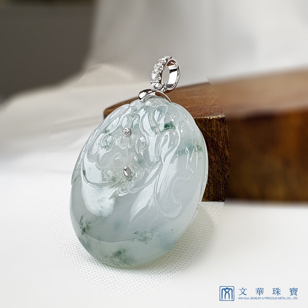 翡翠冰種飄蘭花龍紋平安扣
