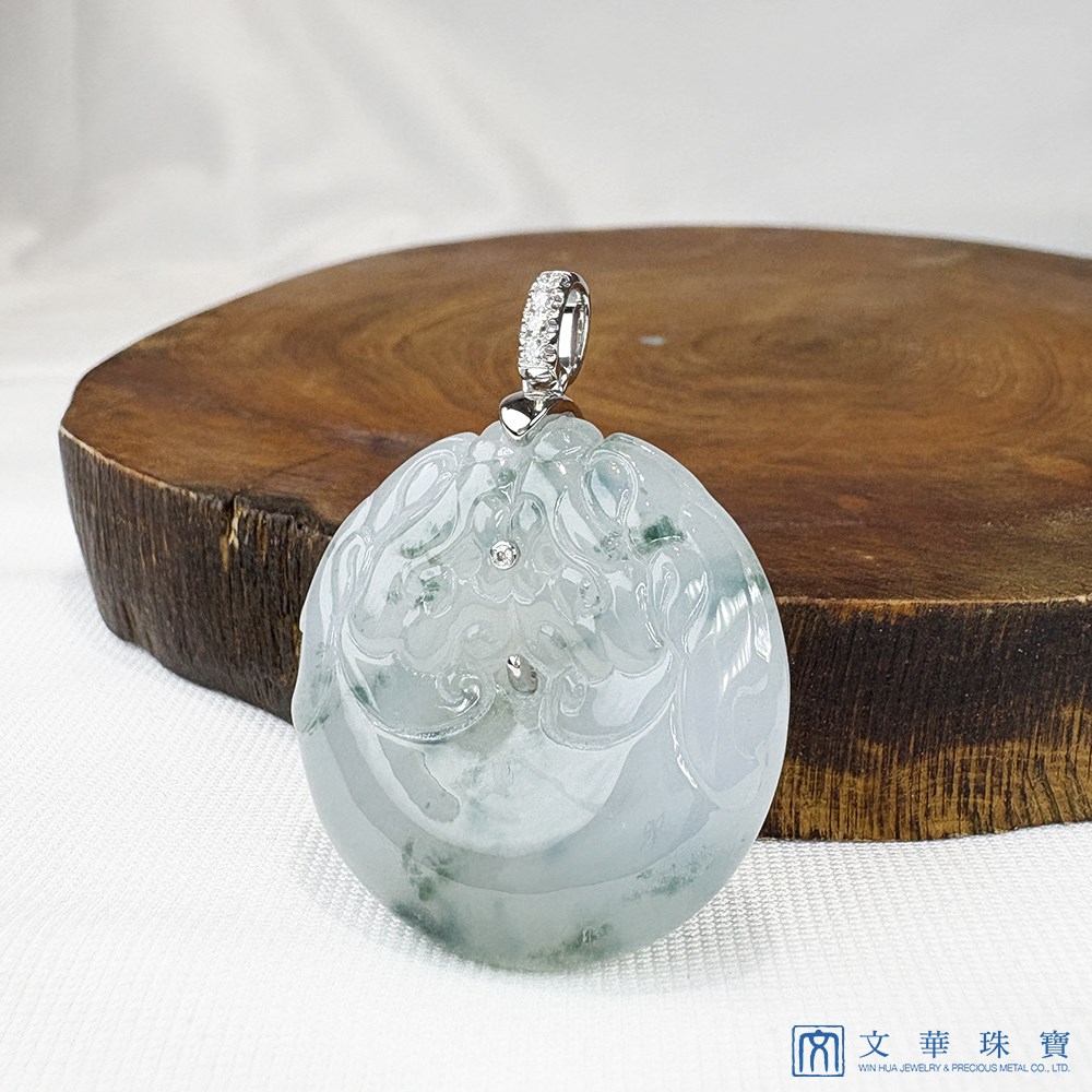 翡翠冰種飄蘭花龍紋平安扣