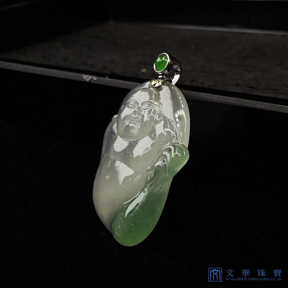 高冰布袋彌勒佛翡翠玉墜