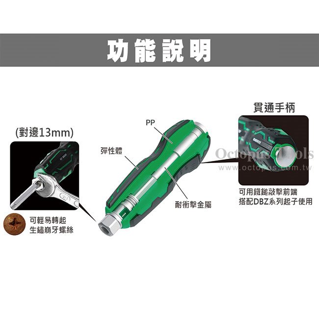 日本製  Engineer {工程師} DZ-70  貫通膠柄起子柄,手工具
