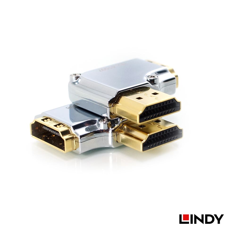 林帝 CROMO HDMI 2.0 鋅合金鍍金轉向頭-A公對A母 水平90度旋轉