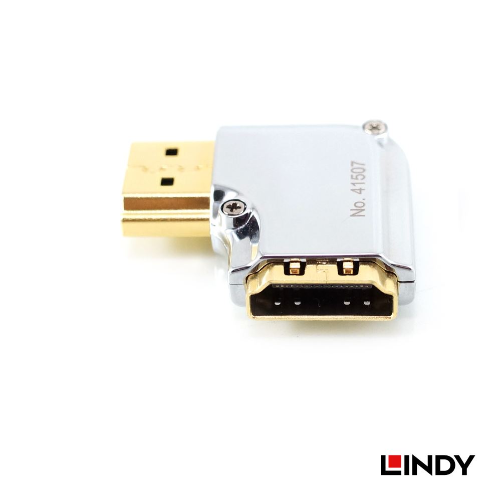 林帝 CROMO HDMI 2.0 鋅合金鍍金轉向頭-A公對A母 水平90度旋轉