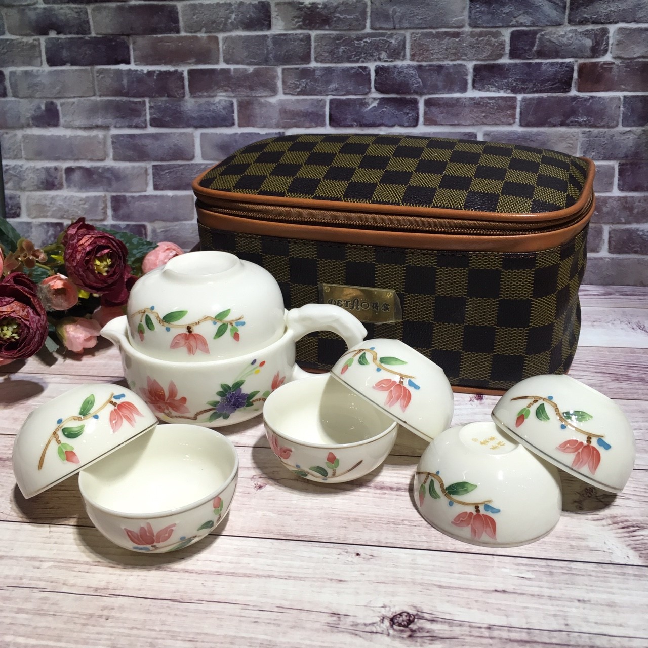 雲萃手繪旅行茶具組[粉]