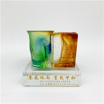 琉璃藝品-步步高升筆筒