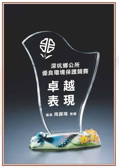 立體瓷花水晶獎座-天籟