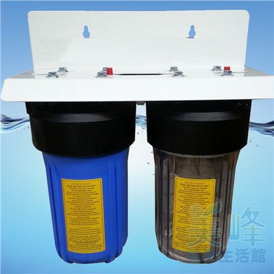 10吋大胖二道烤漆吊片(1透1藍杯) 水塔過濾器、大胖淨水器，ISO台製(含扳手不含濾心)