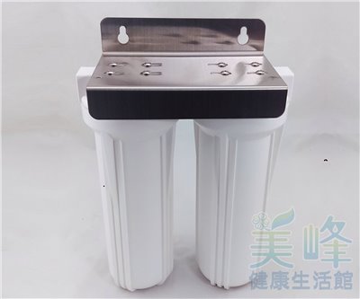 10英吋4分牙EG白鐵吊片二道式/二胞胎淨水器/前置過濾器(2白)(不含濾心、含扳手)