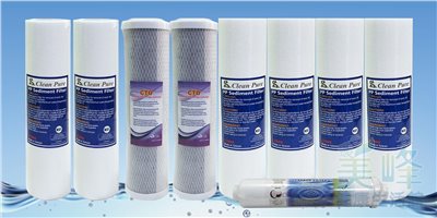 台灣製造RO機五道式一年份濾心/RO機淨水器採用NSF認證濾心(9支組合不含第四道RO膜)可用於地下水質✦