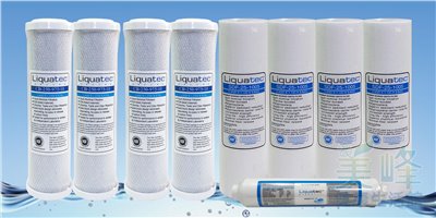 美國Liquatec原裝一年份NSF濾心.淨水器前置.一般家用淨水器.RO 加強除氯五道<不含RO膜>9支組✦