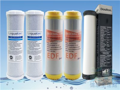 丹頓三道式淨水器/淨水器/RO機逆滲透淨水/前置淨水器，生飲級NSF認證ULTRACARB第5級一年份濾心✦