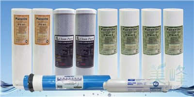 RO逆滲透/RO機/淨水器/飲水機/三道式適用地下水一年份濾心通過NSF認證台灣製造10支組✦